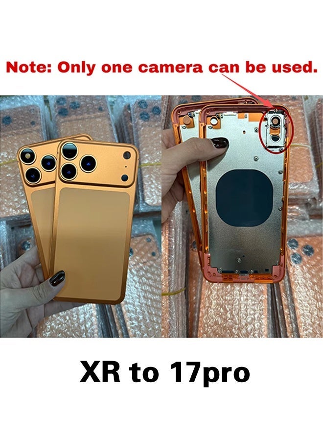 Housing for iPhone XR to 17 Pro Conversion Back Cover Replacement Fully Assembled Titanium DIY Kit-Orange - Image 2